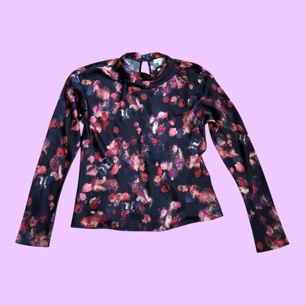 A.L.C. Blouse Top Womens 4 Purple Multicolor Silk blend Abstract Print
